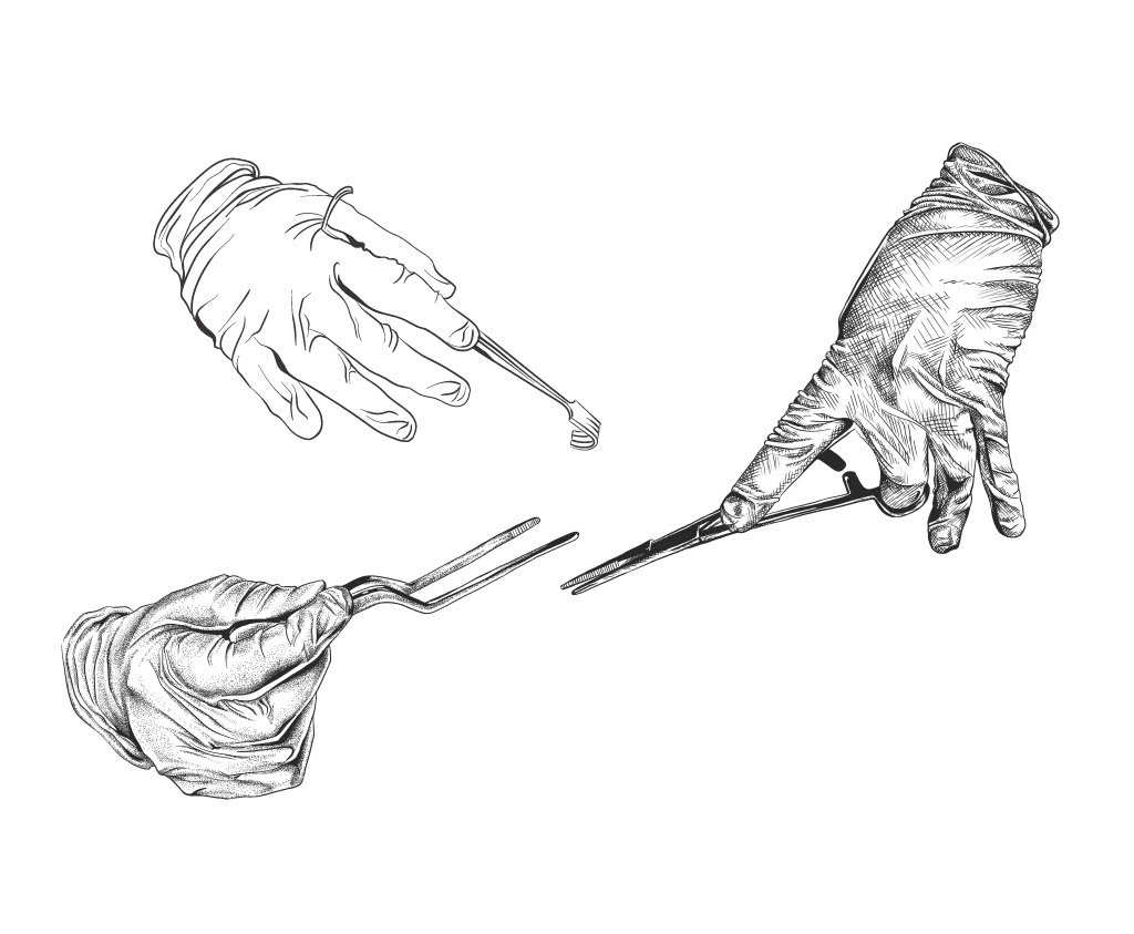 Hands Holding Surgical Instruments